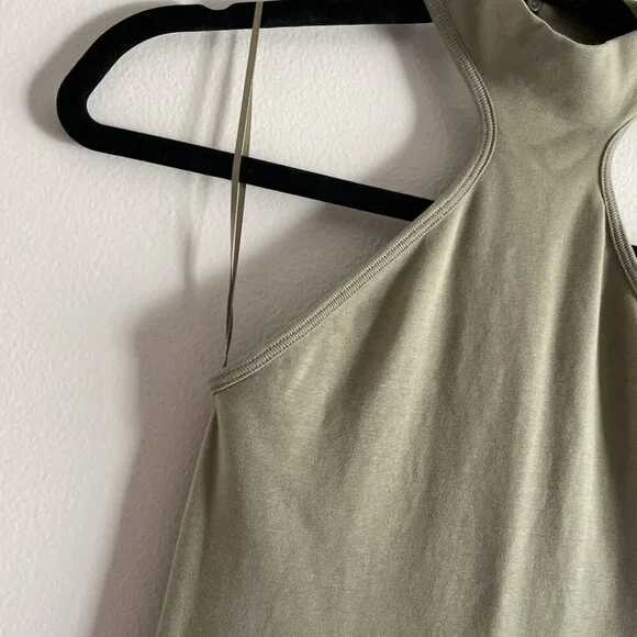 Zara Women M Olive Green Stretch Sleeveless Halter Midi Bodycon Dress NWT - Picture 5 of 10